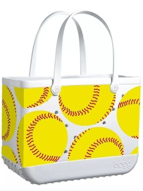 Bogg Bag Softball Print Tote in Yellow Bnwt PL